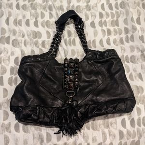 Betsey Johnson Whips and Studs Leather Handbag